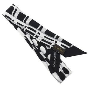 Louis Vuitton Bandeau Scarf MP1834 Silk Black/White for Women
